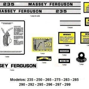 2710845 JG DECALQUE MASSEY FERGUSON MF285 MF250 MF265 MF292