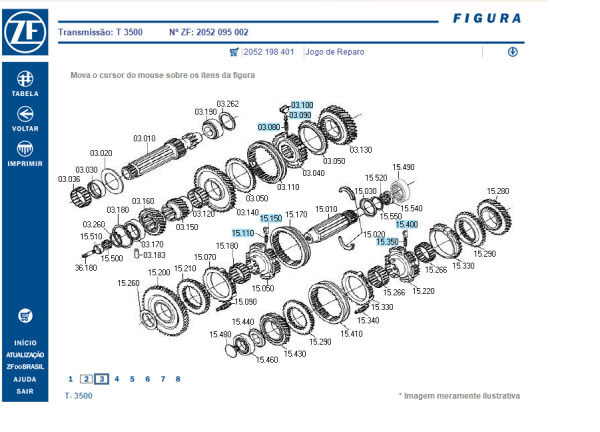 2052198401 Jogo de Reparo Caixa de Cambio ZF Linha Massey Ferguson - Imagem 3