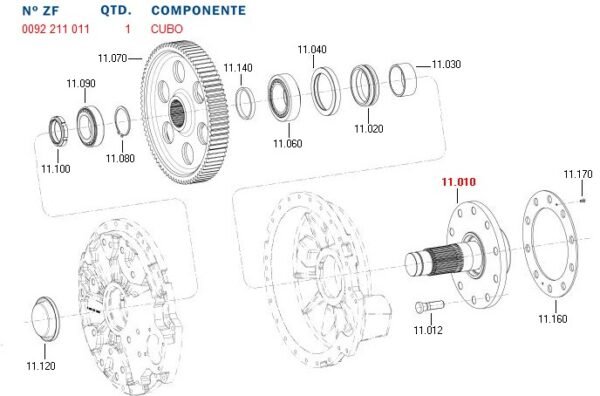 6305198M1 ZF – PONTA DE EIXO REDUCAO MF5650 0092211011 - Imagem 4