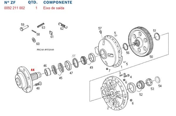 Ponta de Eixo Redutor TC55 e TC57 0092211002 84999872