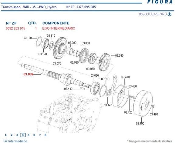 6206883M91 ZF – EIXO INTERMEDIARIO TRANSMISSÃO - 0092203015 ZF