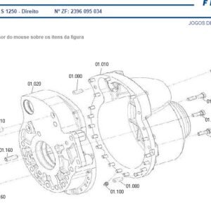  TAMPA REDUÇÃO LADO DIREITA CARCAÇA 0092301043 ZF 6267916M1 AGCO COLHEITADEIRA MASSEY FERGUSON MF32 / MF6690 