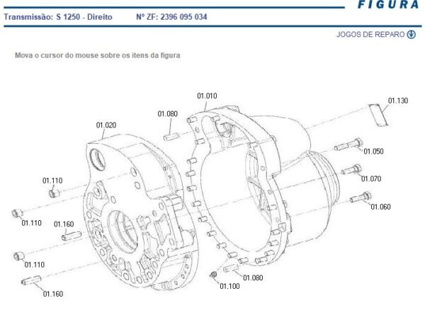  TAMPA REDUÇÃO LADO DIREITA CARCAÇA 0092301043 ZF 6267916M1 AGCO COLHEITADEIRA MASSEY FERGUSON MF32 / MF6690 