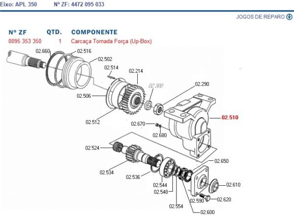 Carcaça TDF - Tração ZF - 0095353350 - 6210007