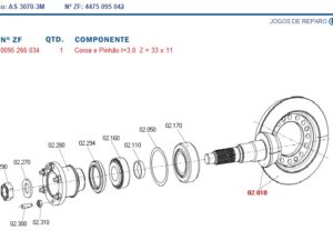 0095266034 33X11 COROA E PINHÃO ZF TRAÇÃO AS3070 3M / AS3070 SENSOR