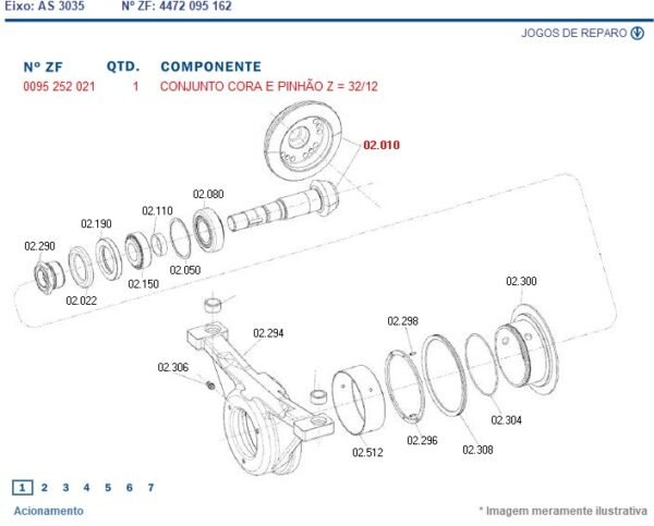 0095252021 COROA E PINHÃO 32X12 TRAÇÃO ZF AS3035