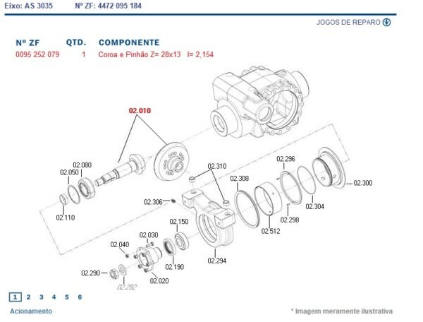 0095252079 ZF – CJ COROA E PINHÃO TRAÇÃO ZF 28X13Z 0095252077