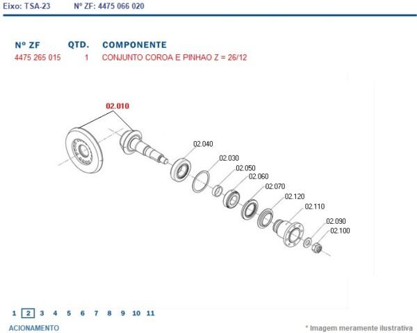 4475265015 COROA E PINHÃO TRAÇÃO ZF TSA-20 TSA-23 ACP0299210 12X26Z