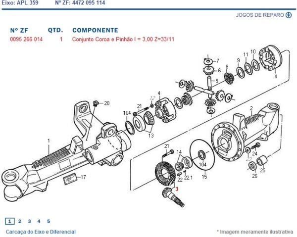0095266014 COROA E PINHÃO TRAÇÃO ZF 33X11 APL359 81698300 AS3065