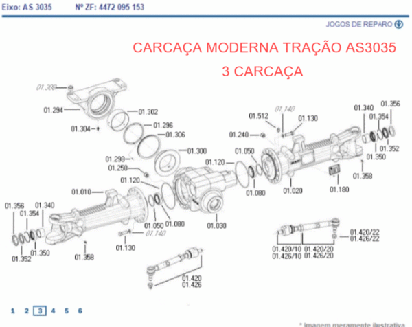 0095298021 KIT CARCAÇA TRAÇÃO ZF APL335/AS3035  48288R1 AGCO 4472298927 LADO DIREITO 0095352166 - Imagem 2