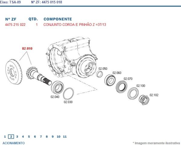 4475215022 COROA E PINHÃO 13X37 TRAÇÃO ZF TSA-09 6636798A1 LANDINI