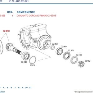 4475215028 COROA E PINHÃO 18X35 TRAÇÃO ZF TSA-09 YR4475215028 YANMAR