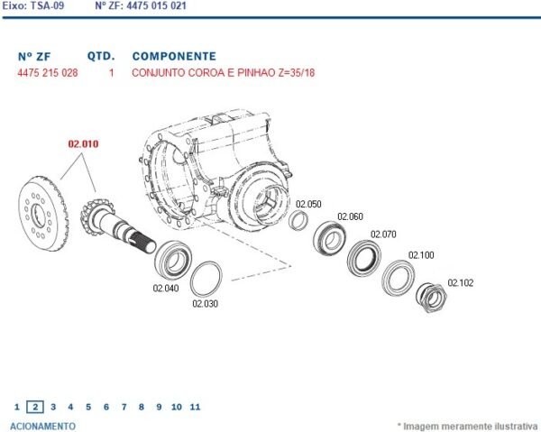 4475215028 COROA E PINHÃO 18X35 TRAÇÃO ZF TSA-09 YR4475215028 YANMAR