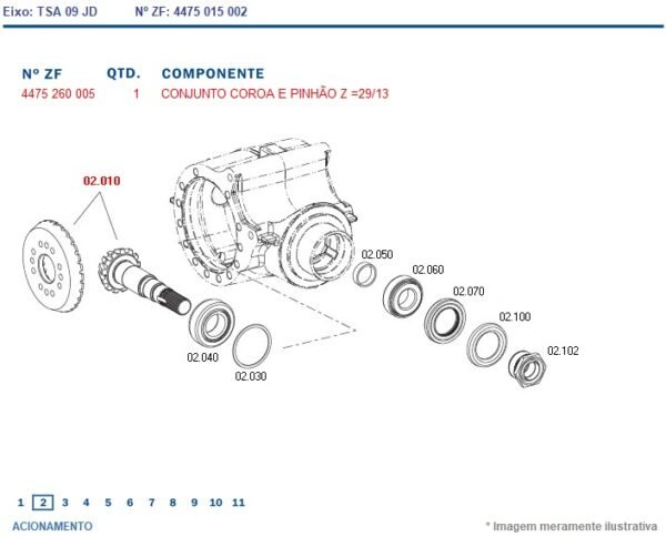 4475260005 COROA E PINHÃO ZF TRAÇÃO TSA09 42800675 LS 13X29Z