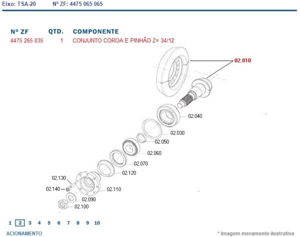 4475265035 COROA E PINHÃO ZF TRAÇÃO TSA-20 34X12Z
