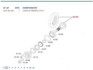4475265039 COROA E PINHÃO 37X11Z TRAÇÃO ZF TSA-20 2100106 PAUNY