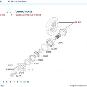 4475265039 COROA E PINHÃO 37X11Z TRAÇÃO ZF TSA-20 2100106 PAUNY