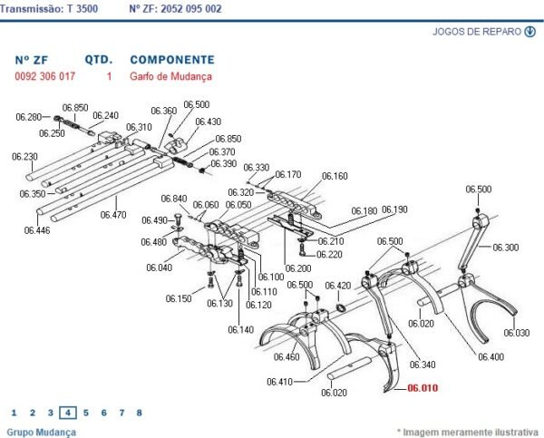 023056R2 AGCO GARFO MUDANÇA TRANSMISSÃO T3500 2052306359 ZF 0092306017