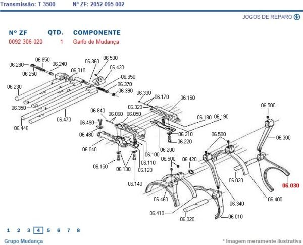 023057M1 AGCO GARFO MUDANÇA TRANSMISSÃO T3500 0092306020 ZF