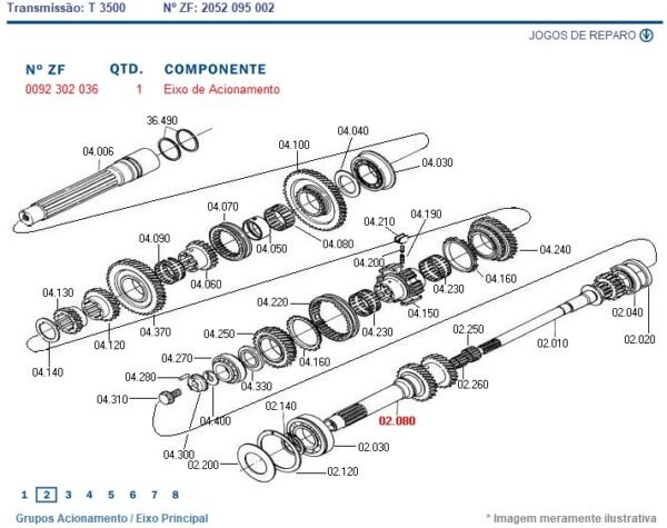 0092302036 ZF EIXO ACIONAMENTO 29X36Z 050639R1 AGCO