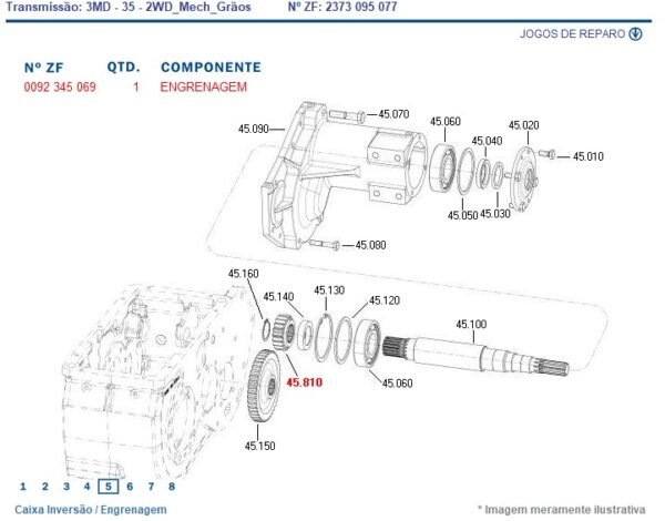 0092345069 – ENGRENAGEM CAMBIO ZF MF5650 AGCO 6289759M1 - Imagem 2