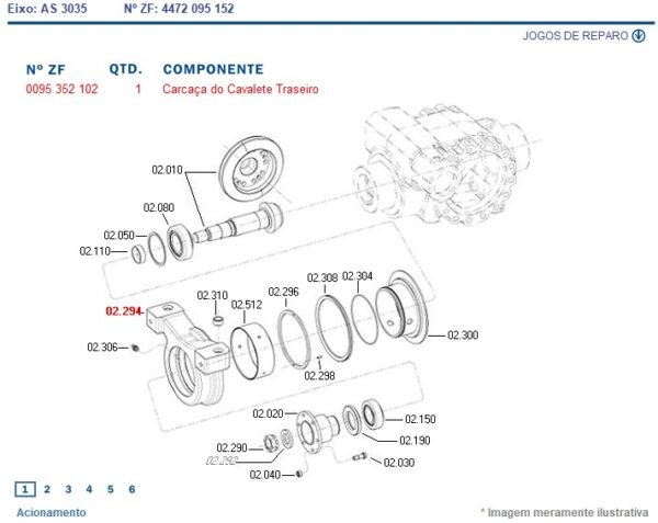 0095352102 CAVALETE TRASEIRO TRAÇÃO ZF 81325700 - Imagem 2