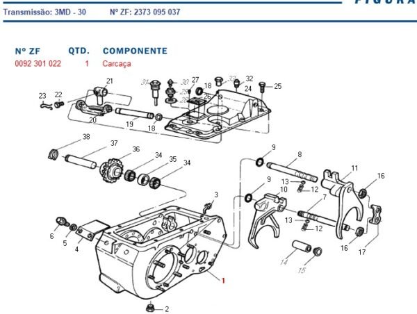 0092301022 CARCAÇA CAIXA DE CAMBIO ZF COLHEITADEIRA 073102R1 AGCO 84994335 CNH - Imagem 3