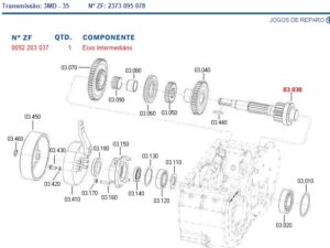 6269164M1 EIXO INTERMEDIARIO CAIXA DE CAMBIO 0095203037 ZF